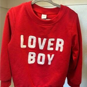 Valentine’s Vibrant Red Kids Sweatshirt with Bold White Lettering